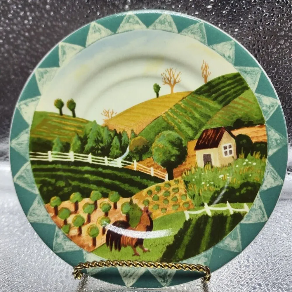 Farberware by Retroneu Country Life Cups/ Saucers Stoneware Hannah Green (8pc)
